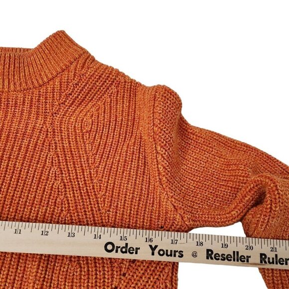 H&M‎ Womens Sweater Small Orange Chunky Knit Pullover Crewneck - Picture 8 of 10